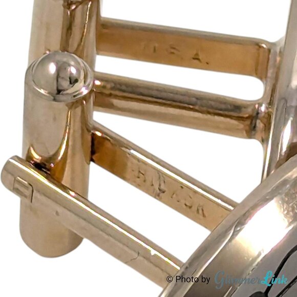 Vintage Hickok USA Monogram B Cufflinks and Tie Bar Jewelry Set Gold Tone Oval - Picture 9 of 10